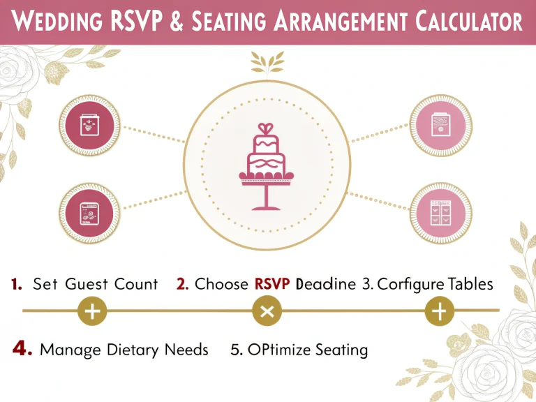 Transform your wedding planning stress into organized bliss with this comprehensive RSVP and seating arrangement calculator designed for your perfect day.