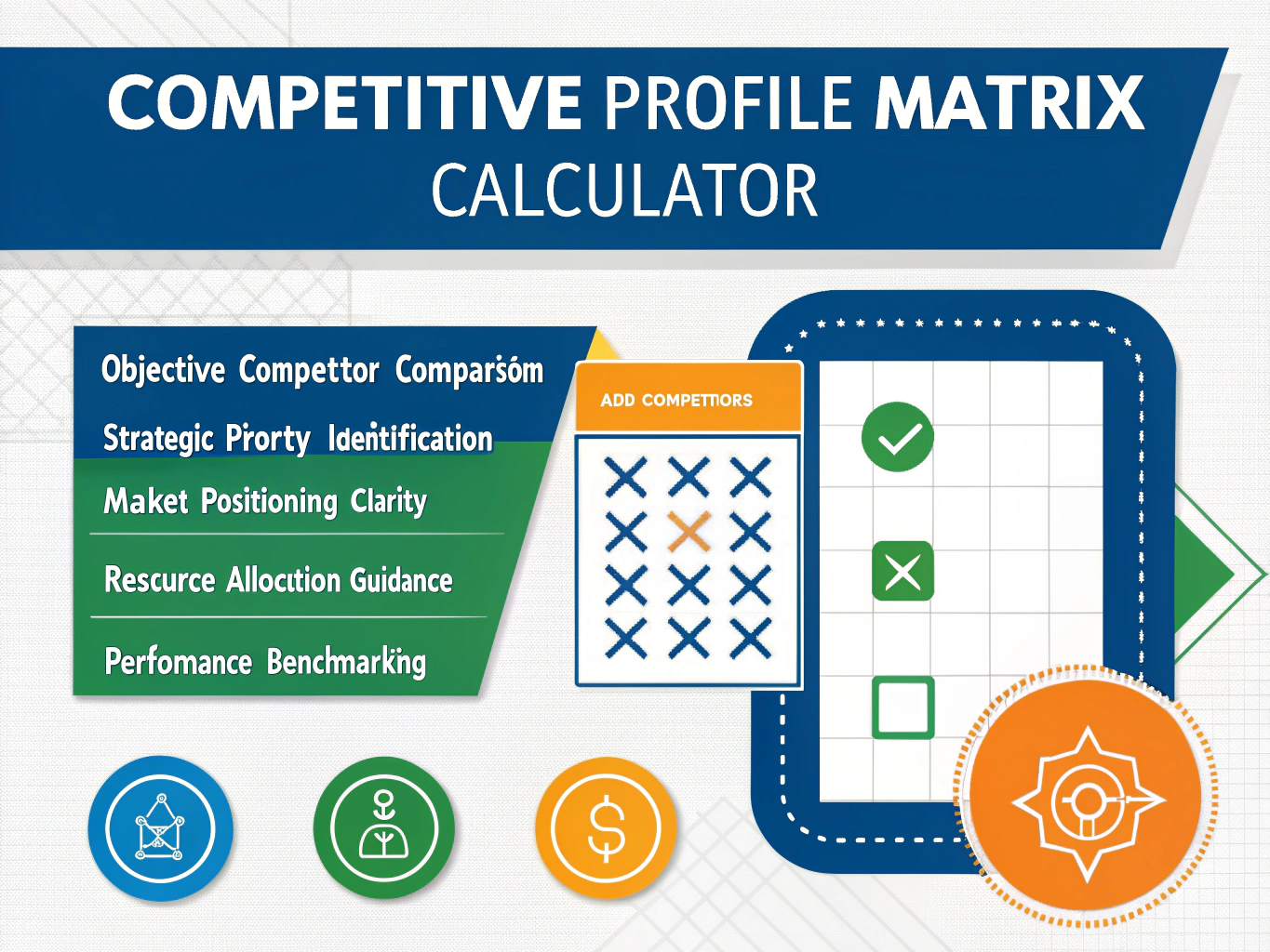 Transform your competitive analysis with our free Competitive Profile Matrix Calculator - compare your business against rivals across critical success factors with weighted scoring and visual insights.