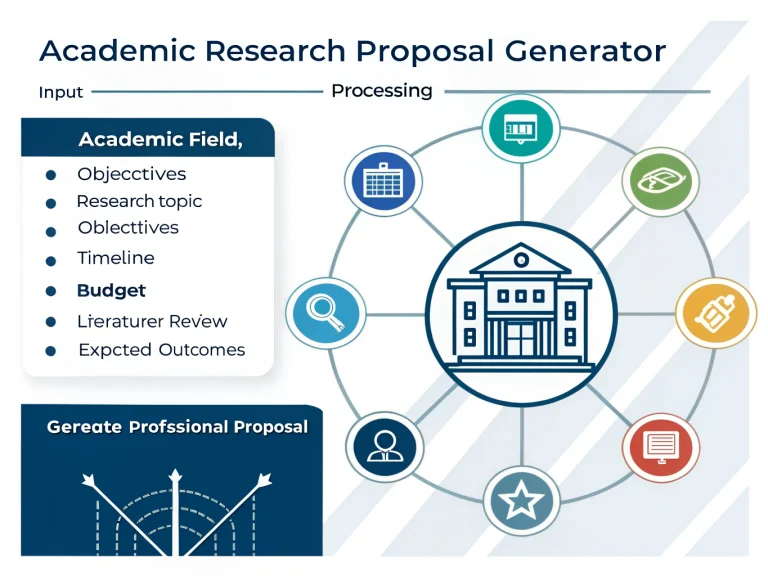 Transform your research ideas into professional academic proposals instantly with our AI-powered generator - from concept to comprehensive proposal in minutes.
