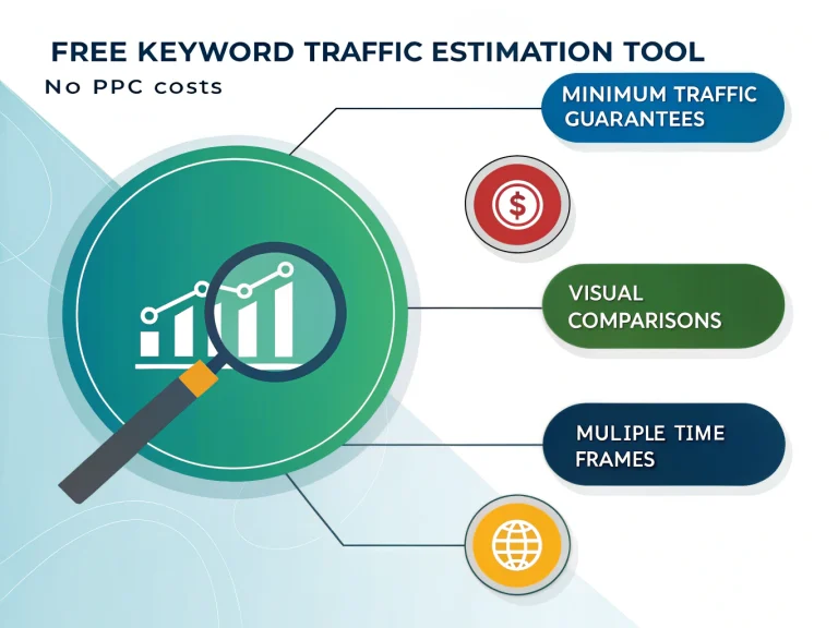 Discover guaranteed minimum traffic for your keywords without PPC costs using our innovative traffic estimation tool with visual analytics.